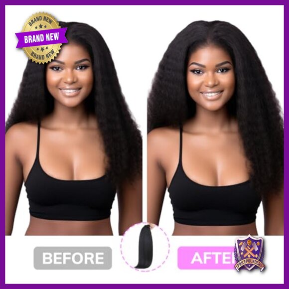 14 Inch Kinky Straight Human Hair Clip In Extensions 110g 7pcs